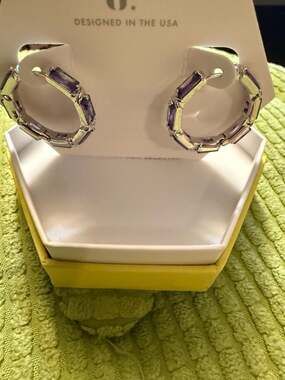 Bomb Party Mapped In Sparkle Dark Purple Topaz CZ Hoop Earrings ER61707
